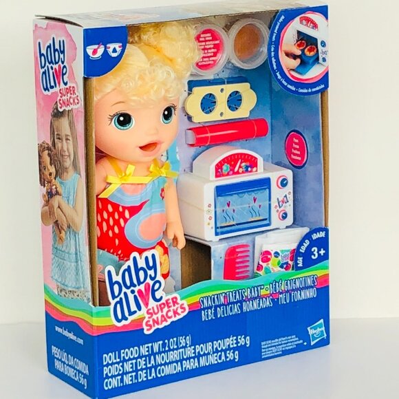New in Box Baby Alive Snackin Treats Baby Doll With Curly Blonde Hair For Age 3+ - Picture 11 of 16
